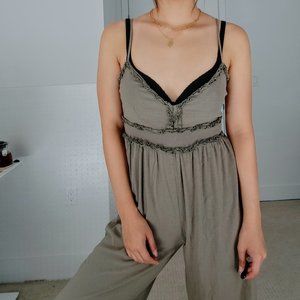 Irina Ruffled Trim Jumpsuit Moss Green (Medium)